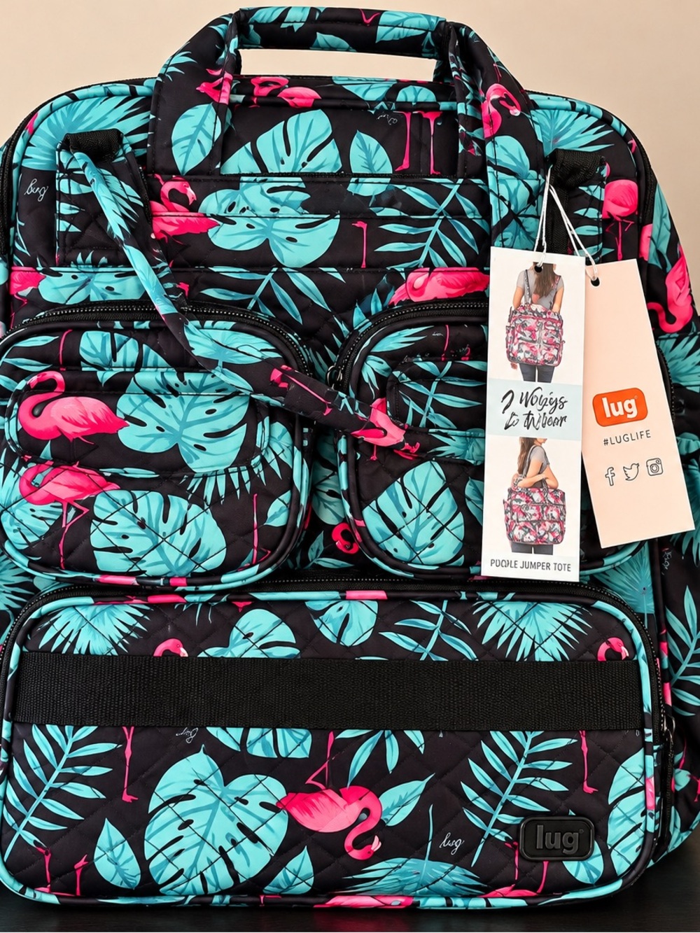 Lug Puddle Jumper Tote in Flamingo Black – New With Tags